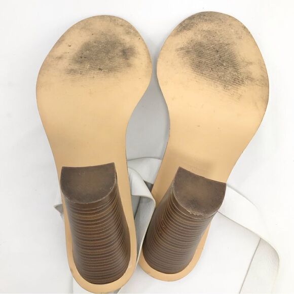 Lulu’s SHELBIE White Leather Ankle Strap Stacked Heel Open Toe Sandals - Picture 15 of 16